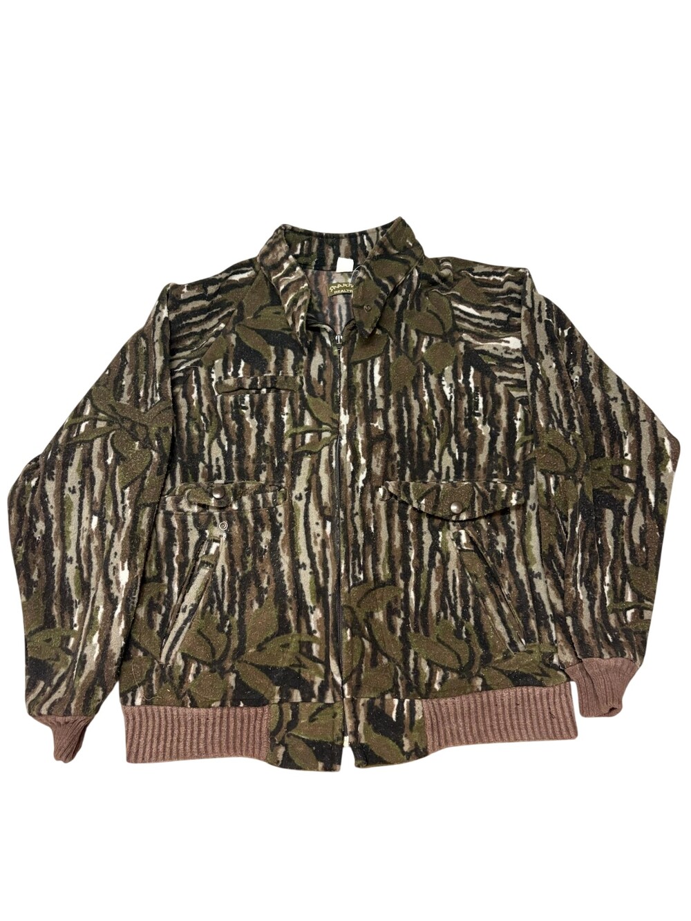 Vintage 90s Spartan Realtree Jacket Mens Medium Brown Camo Fleece Bomber Hunting